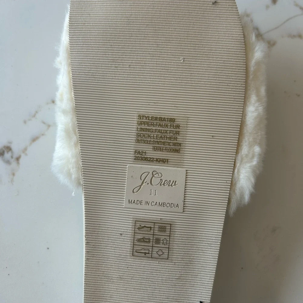 J. Crew Pacific fluffy-strap slides size 11 new in box